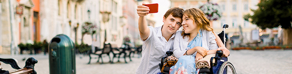 Picture of a Disabled Couple Taking a Selfie